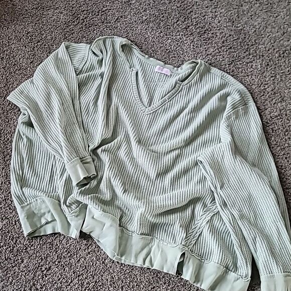 Women's Oversized Waffle Knot Top Sz Large - Picture 1 of 7